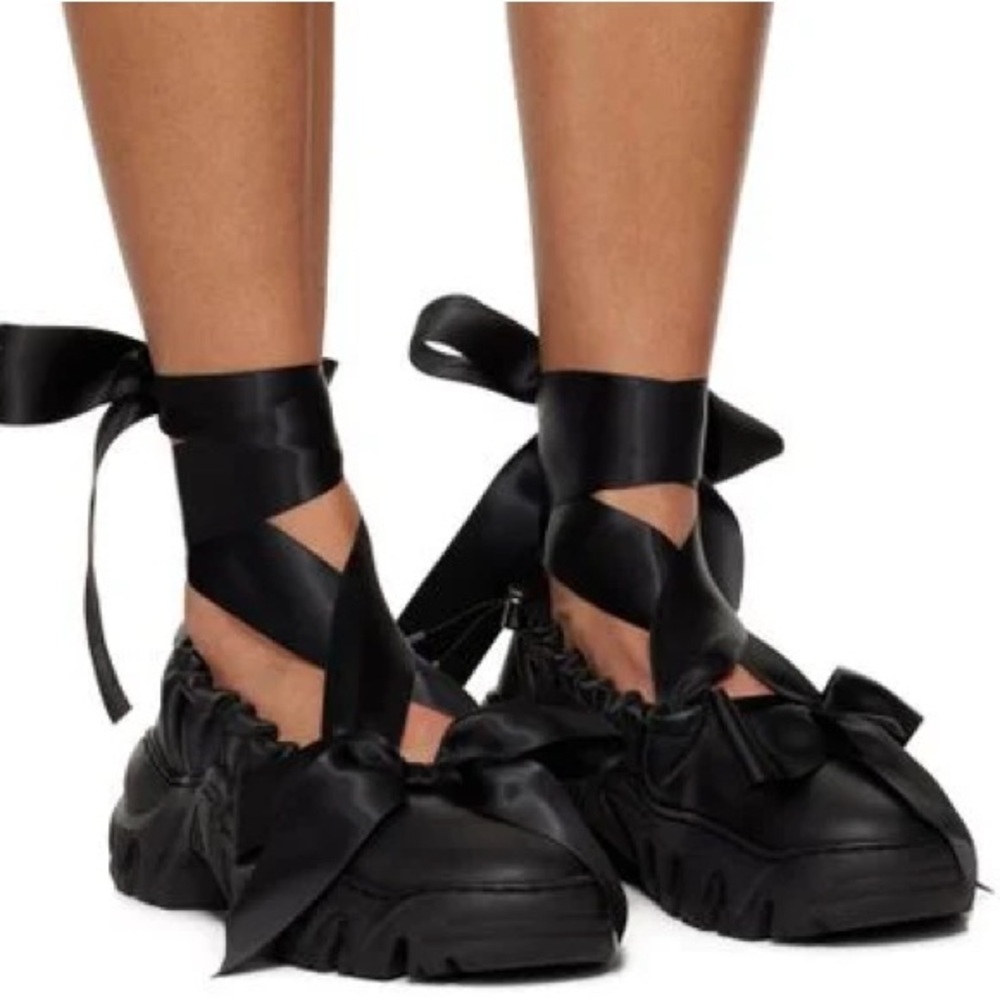 ROMBAUT Black Aura Bows Ballerina Shoes sz 37